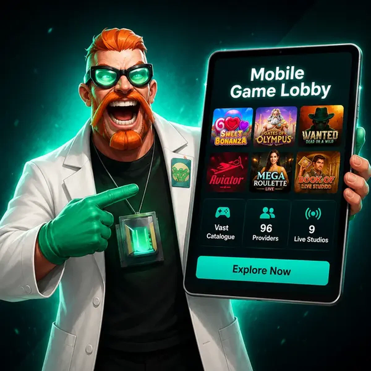 The Hype Chemist presenteert Boomzino mobiele app met gloeiende speltegels op tabletscherm