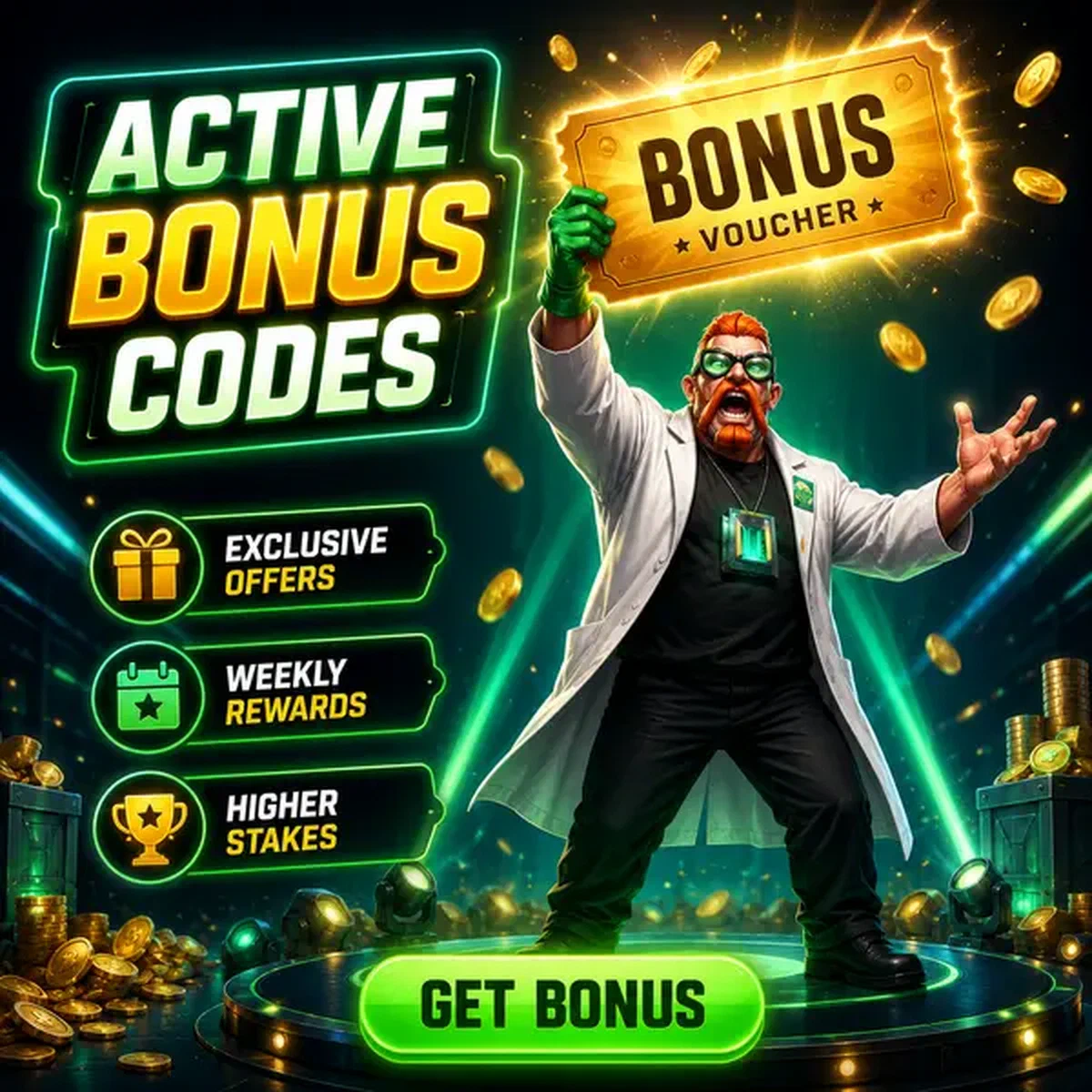 Speler die actieve bonuscodes claimt bij Boomzino terwijl een gouden voucher oplicht op het podium