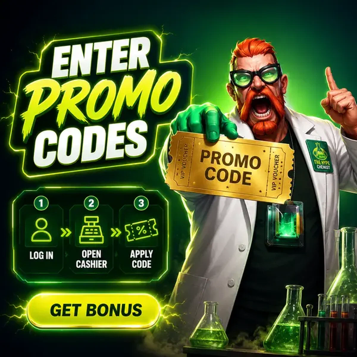 Hype Chemist onthult gouden promocodevoucher in elektriserend Boomzino-lab